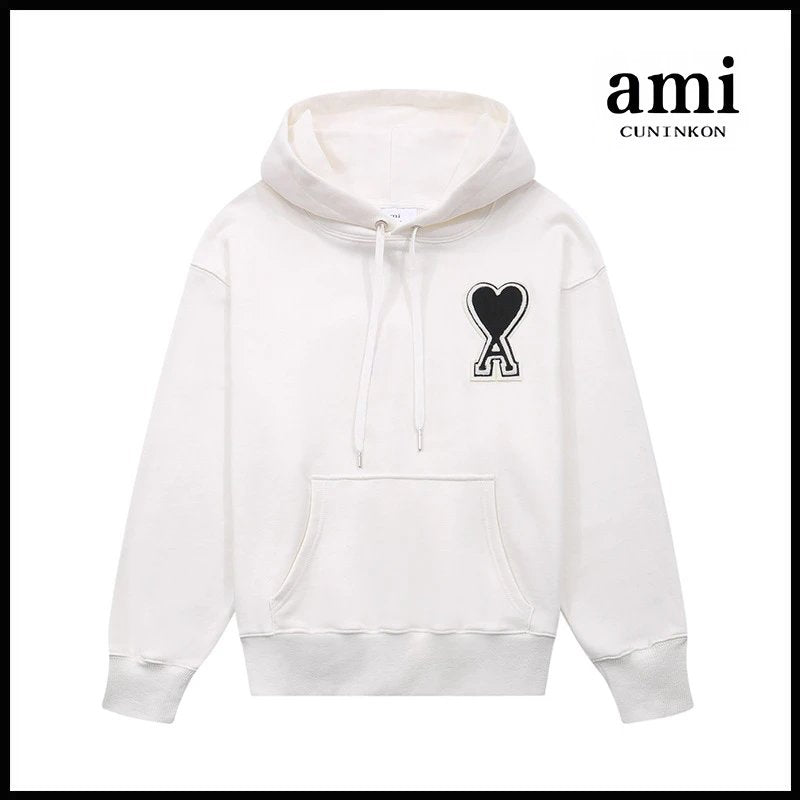 Ami Hoodie Ami Hoodie Couple Suit Classic Love Cotton Loose round Neck Raglan Hooded Sweater Leisure Tappered Trousers-CY