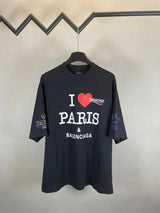 Balenciaga T-shirt Classic Element Print on the Chest logo round Neck Short Sleeve25ss New Pure Cotton Unisex Style T T-shirt OS Loose Fit Base Shirt Half Sleeve T-Shirt Top Half Sleeve