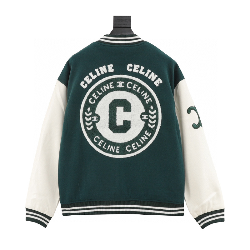 Celine Jackets Stitching Embroidered Baseball Uniform Jacket Coat for Men and Women