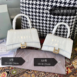 Balenciaga Bag Top version 【Level Surrogate Shopping】Hourglass Bag ahourglass Hourglass Bag Crocodile Leather Litchi Grain Cowhide XS No. S Women's Crossbody Bag