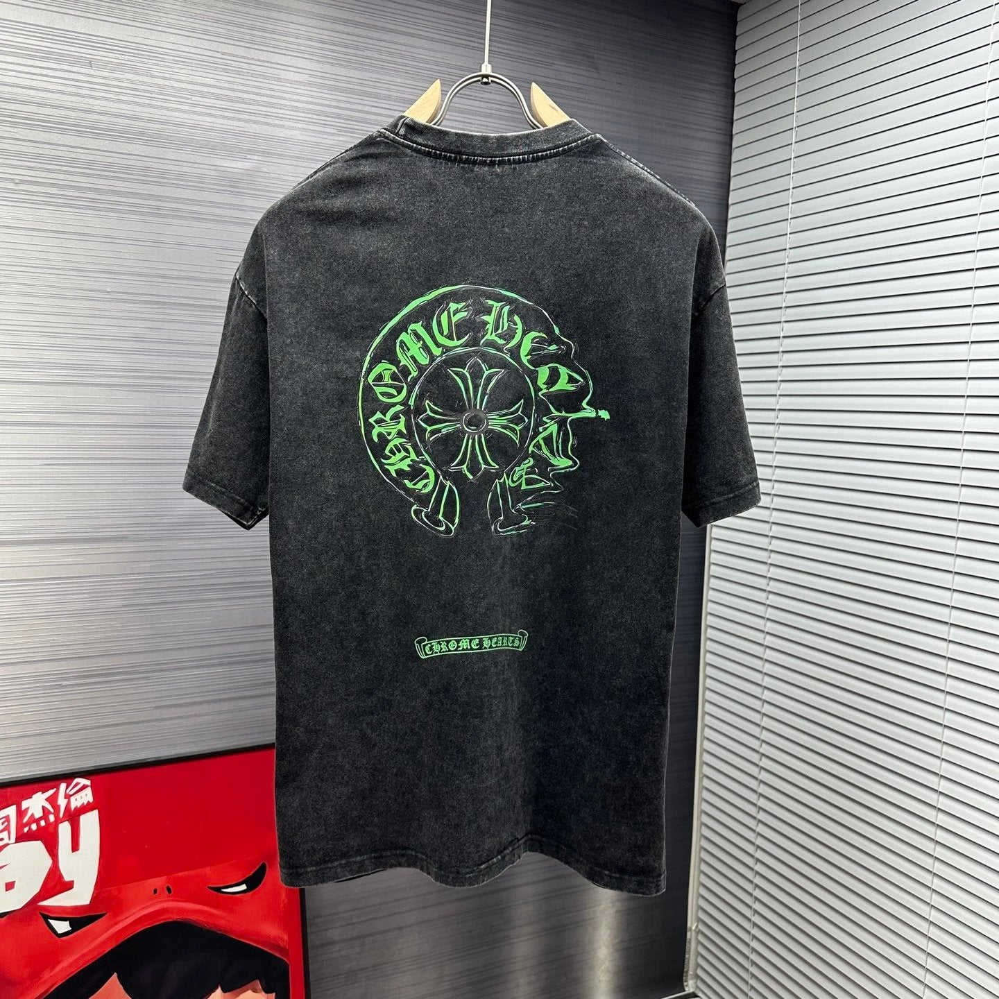 Chrome Hearts T-shirt Front and back green horseshoe print logo round Neck Short Sleeve25ss New Pure Cotton Unisex Style T T-shirt OS Loose Fit Base Shirt Half Sleeve T-Shirt Top Half Sleeve