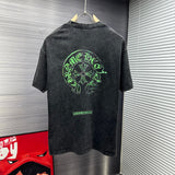 Chrome Hearts T-shirt Front and back green horseshoe print logo round Neck Short Sleeve25ss New Pure Cotton Unisex Style T T-shirt OS Loose Fit Base Shirt Half Sleeve T-Shirt Top Half Sleeve