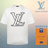 Louis Vuitton LV T-shirt Three-dimensional Chest LOGO Printed round Neck Short Sleeve25ss New Pure Cotton Unisex Style T T-shirt OS Loose Fit Base Shirt Short Sleeve Top T-Shirt