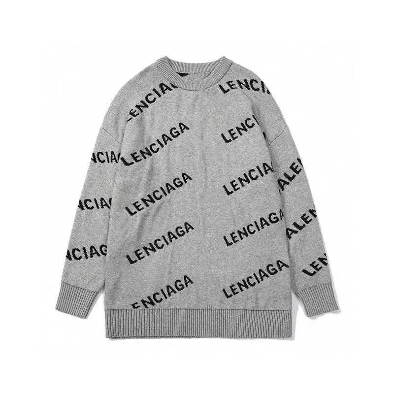 Balenciaga Clothing Thickened Double-Layer Letter Jacquard Casual Loose All-Match Men's and Women's Same Knitted Sweater