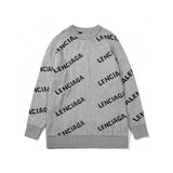 Balenciaga Clothing Thickened Double-Layer Letter Jacquard Casual Loose All-Match Men's and Women's Same Knitted Sweater