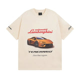 Balenciaga T-shirt 2025SS Limited Edition Lamborghini Sports Car logo Letter Printed round Neck Short Sleeve T Unisex T-Shirt