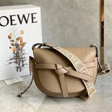 LOEWE Women's Bag Top version 【Counter Version Original Leather】Send a Full Set of Packaging Loew New Mini Letter Wide Shoulder Strap Saddle Bag GateDual Saddle Bag Women's Bag Retro Horseshoe Bag