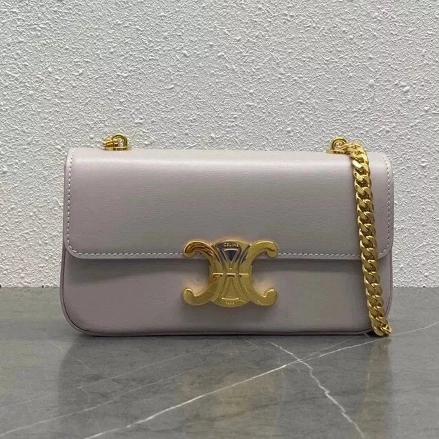 Celine women's bag Top version 【Original Leather】2022Spring and Summer New Triomphe Short Chain Small Size Arc De Triomphe Underarm Bag Cowhide Genuine Leather Bag Handbag Square Bag Women's Bag Underarm Bag Clutch Mini Chain Bag197993