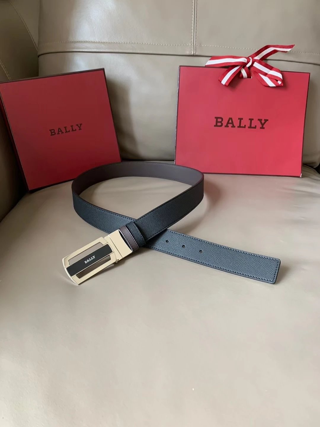 Bally Belt Top version Original Single Belt Counter New Men's Double-Sided Casual Business Belt Wide3.4cm Double-Sided Head Layer Cowhide Belt First Layer Cow Leather Belt Men and Women Business Casual Belt Belt Men's Leather Belt