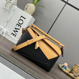 LOEWE Women's Bag Top version 【Original Leather Version】2023New Mini Satin Cow Leather PuzzleEdge Handbag puzzle Mini Handbag Geometric Bag Mobile Phone Bag Portable Messenger Bag Loe New puzzle Bag nano Size18cm Summer bags