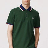 Lacoste T-shirtTop Version Men's Summer Fashion Colorblock Shoulder Short Sleeve Lapel POLO Shirt