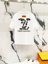 Louis Vuitton LV T-shirt Back Foam Cloud Letter Print logo round Neck Short Sleeve25ss New pure cotton T Unisex T-Shirt OS Drop Shoulder Loose Fit Base Shirt Top T-Shirt Short Sleeve