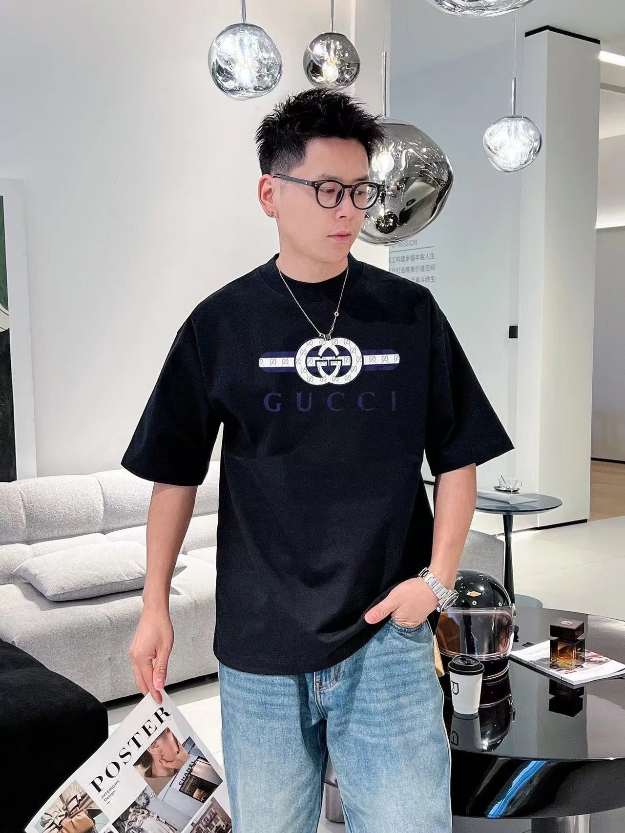 Gucci T-shirt Classic red and green G Wow Glue Thick Board logo round Neck Short Sleeve25ss New Pure Cotton Unisex Style T T-shirt OS Loose Fit Base Shirt Half Sleeve T-Shirt