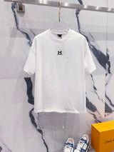 Balenciaga T-shirt Collaboration Brand Small Letters LOGO Embroidered Logo Crew Neck Short Sleeve Pure Cotton Unisex T T-shirt OS Loose Fit T-Shirt Casual Simple Base Shirt