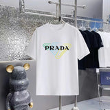 PRADA T-shirt Colorful Triangle Pattern Print on the Chest logo round Neck Short Sleeve25ss New Pure Cotton Unisex Style T T-shirt OS Loose Fit Base Shirt Half Sleeve T-Shirt Top Half Sleeve