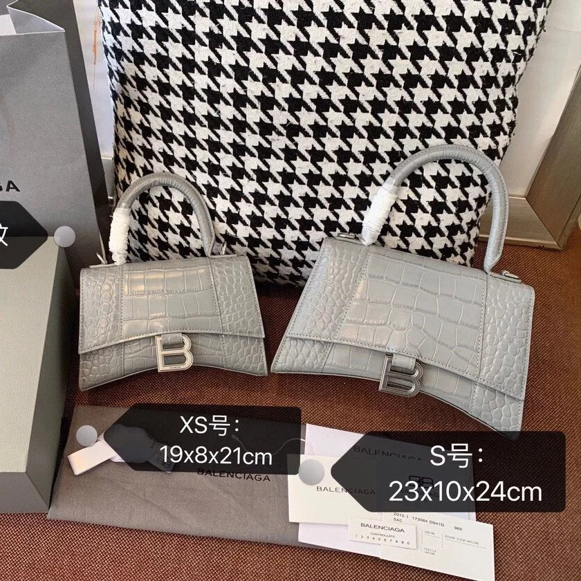 Balenciaga Bag Top version 【Level Surrogate Shopping】Hourglass Bag ahourglass Hourglass Bag Crocodile Leather Litchi Grain Cowhide XS No. S Women's Crossbody Bag