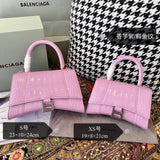 Balenciaga Bag Top version 【Level Surrogate Shopping】Hourglass Bag ahourglass Hourglass Bag Crocodile Leather Litchi Grain Cowhide XS No. S Women's Crossbody Bag