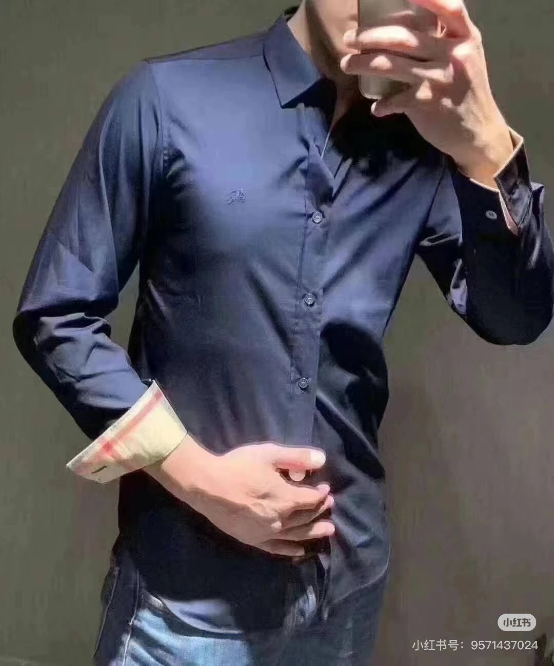 Burberry Shirt Men's Equestrian Knight Embroidered Solid Color Long Sleeve Shirt Unisex Autumn Winter New Arrival