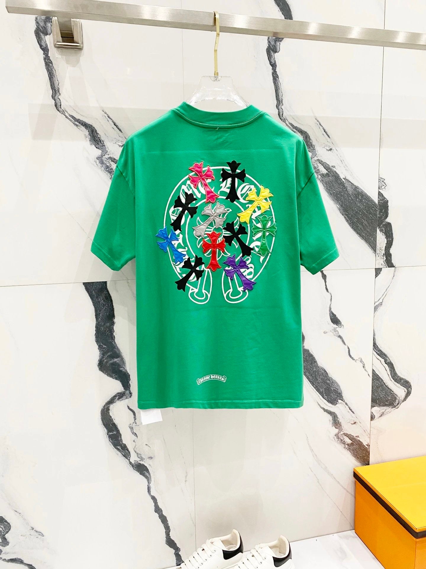 Chrome Hearts T-shirt Back Colorful Sanskrit Patch Embroidery logo round Neck Short Sleeve25ss New Pure Cotton Unisex Style T T-shirt OS Loose Fit Base Shirt Top Half Sleeve T-Shirt
