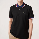 Lacoste T-shirtTop Version Men's Summer Fashion Colorblock Shoulder Short Sleeve Lapel POLO Shirt