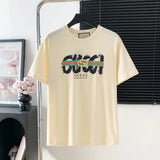 Gucci T-shirt Red and green on the chest GG Printing logo round Neck Short Sleeve25ss New Pure Cotton Unisex Style T T-shirt OS Loose Fit Base Shirt Half Sleeve T-Shirt Top Half Sleeve