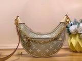Louis Vuitton LV Women's Bag Top version Original High-End Customization LOOP Series Handbags M81098Underarm Bag Detachable Shoulder Strap Adjustable Length Moon Bag Fashionable Novel Mid-Ancient Pea Bag Women's Shoulder Moon Baguette Bag Crossbody Hand B
