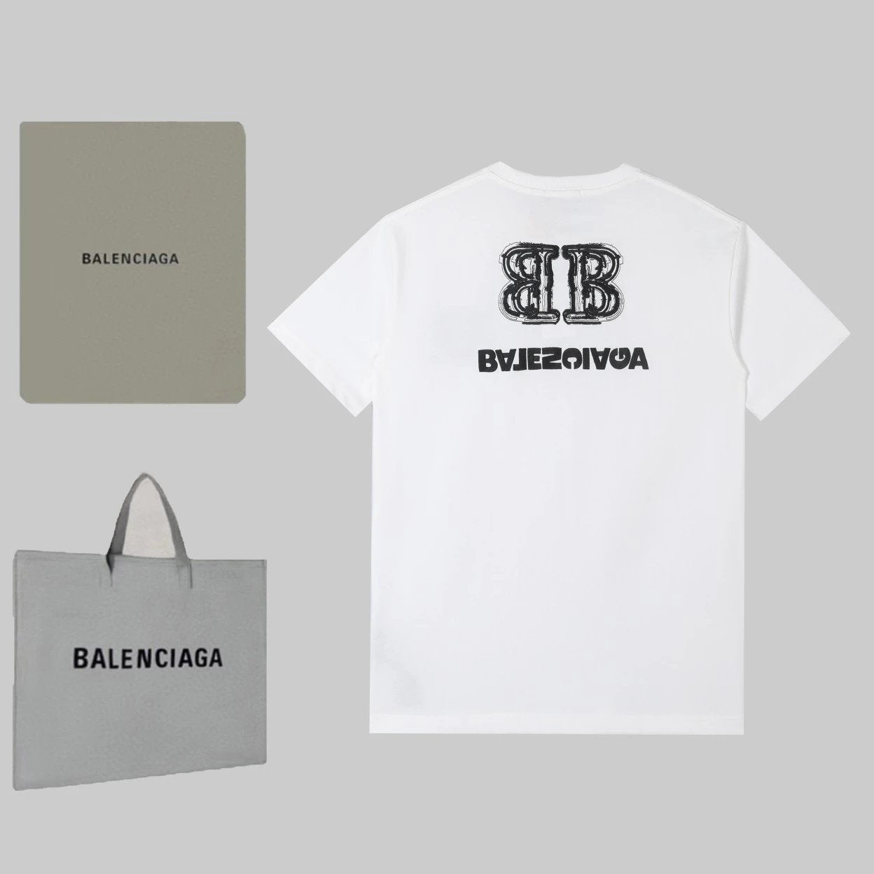 Balenciaga T-shirt Double Back B Printing logo round Neck Short Sleeve25ss New Pure Cotton Unisex Style T T-shirt OS Loose Fit Base Shirt Short Sleeve T-Shirt Top