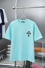 Chrome Hearts T-shirt 25SS Early Spring New Style Horseshoe Flocking Thick Version Rhinestone Round Neck Short Sleeve Pure Cotton Unisex T T-shirt OS Loose Fit Base Shirt Short Sleeve Top T-Shirt