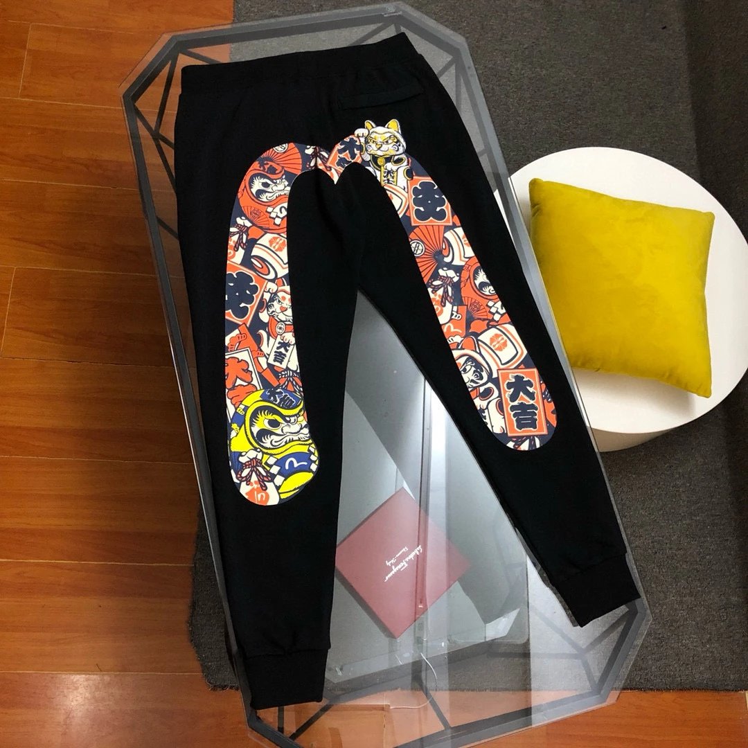 Evisu Sweatpants Top Version Spring and Summer New Men's Graffiti Damo Printed Casual Sweatpants Trousers