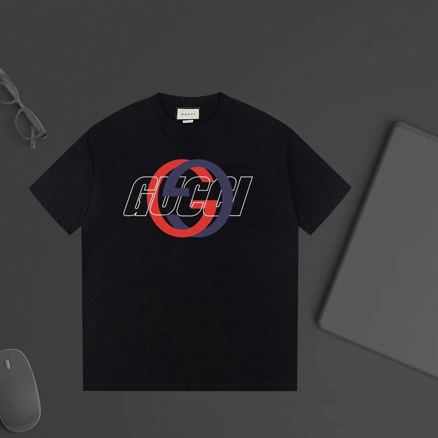 Gucci T-shirt Double-breasted G Letter Printing logo round Neck Short Sleeve25ss New Pure Cotton Unisex Style T T-shirt OS Loose Fit Base Shirt Half Sleeve T-Shirt Top Half Sleeve