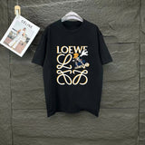 LOEWE T-shirt Front Logo Direct Print logo round Neck Short Sleeve25ss New pure cotton T Unisex T-Shirt OS Drop Shoulder Loose Fit Base Shirt Top T-Shirt Short Sleeve