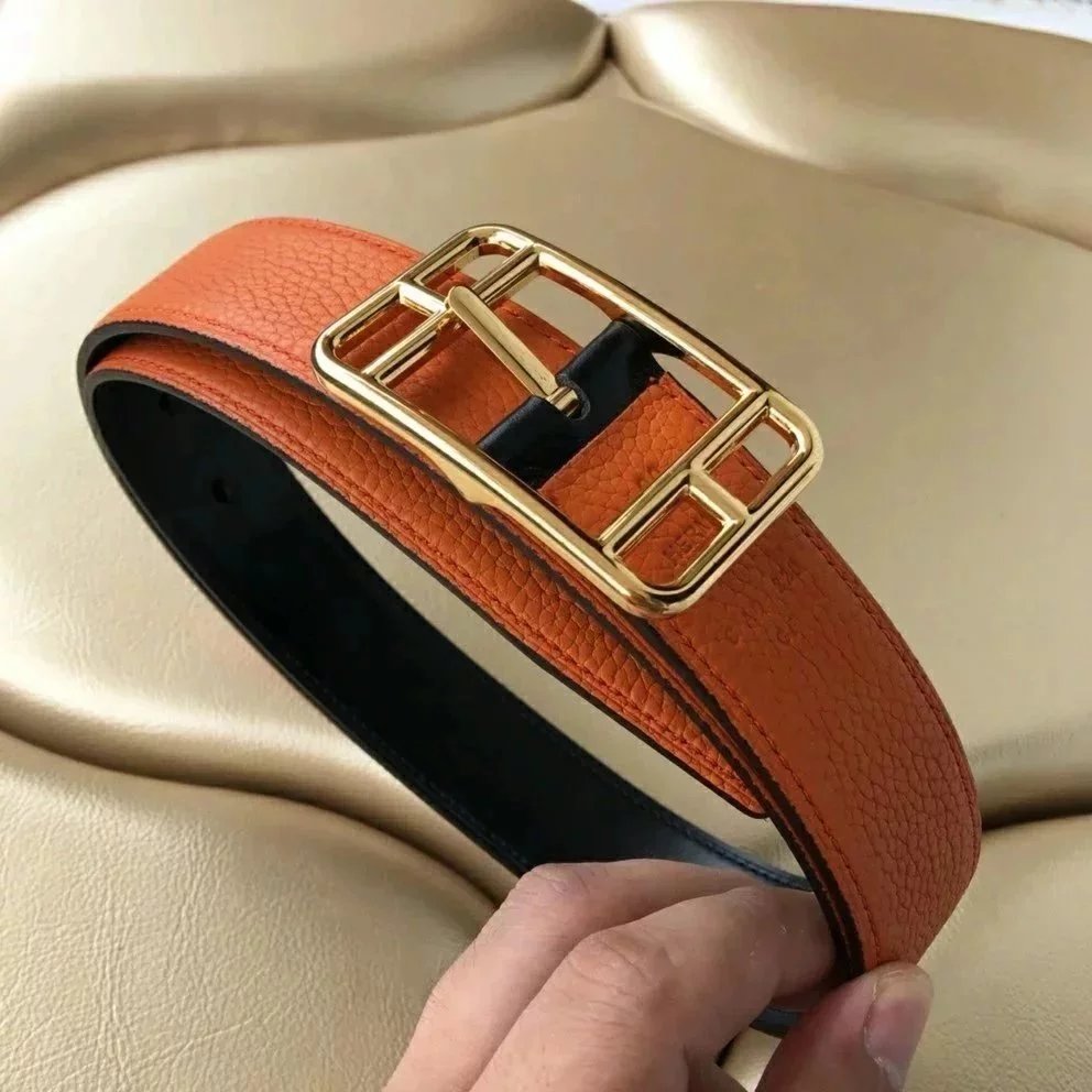 Hermes Belt Top version High Quality3.2cm Leather Belt Men's and Women's Leather Business Casual Pin Buckle Versatile Belt