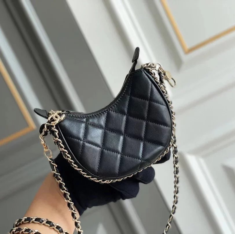 Chanel Women's Bag Top version 【Premium Edition】/23P New Selenodont Bag Moon Bag Hobos Underarm Bag Handbag mini Hula Hoop Bag Small Bag Chain Bag Crossbody Bag Shoulder Bag23P New Women's Bag