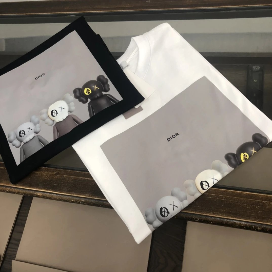 Dior T-shirt Clown Plush Toy Print on Chest logo round Neck Short Sleeve25ss New Pure Cotton Unisex Style T T-shirt OS Loose Fit Base Shirt Top Half Sleeve T-Shirt