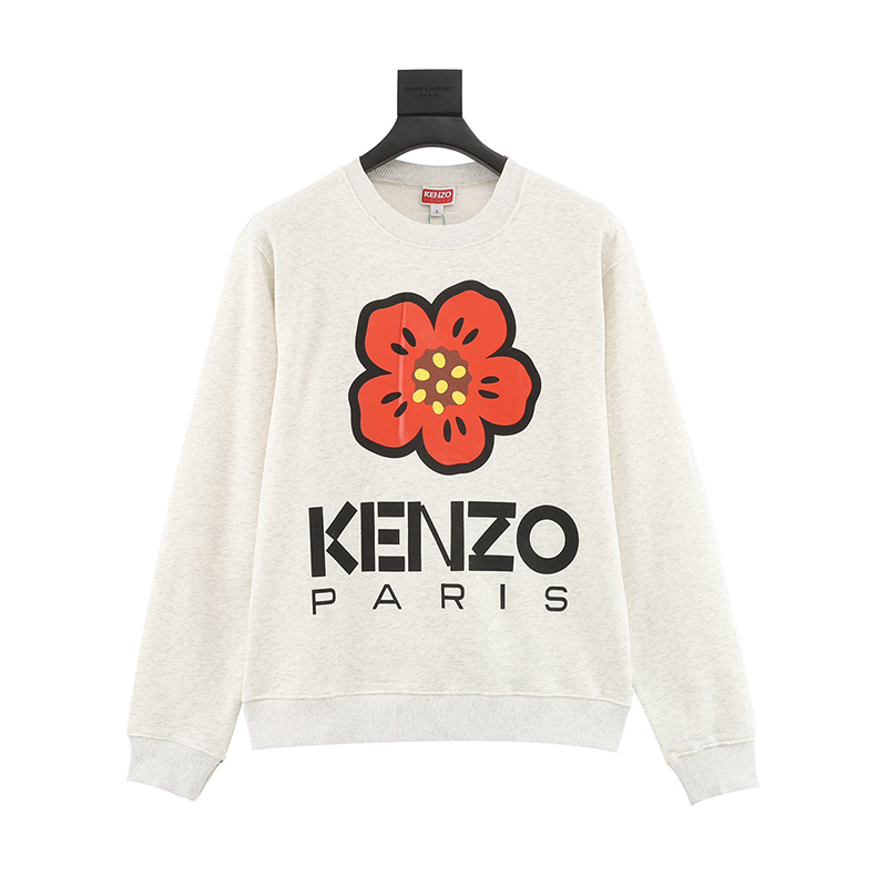 Kenzo Hoodie Begonia Chest Printed Crew Neck Sweatshirt Men and Women Same Style