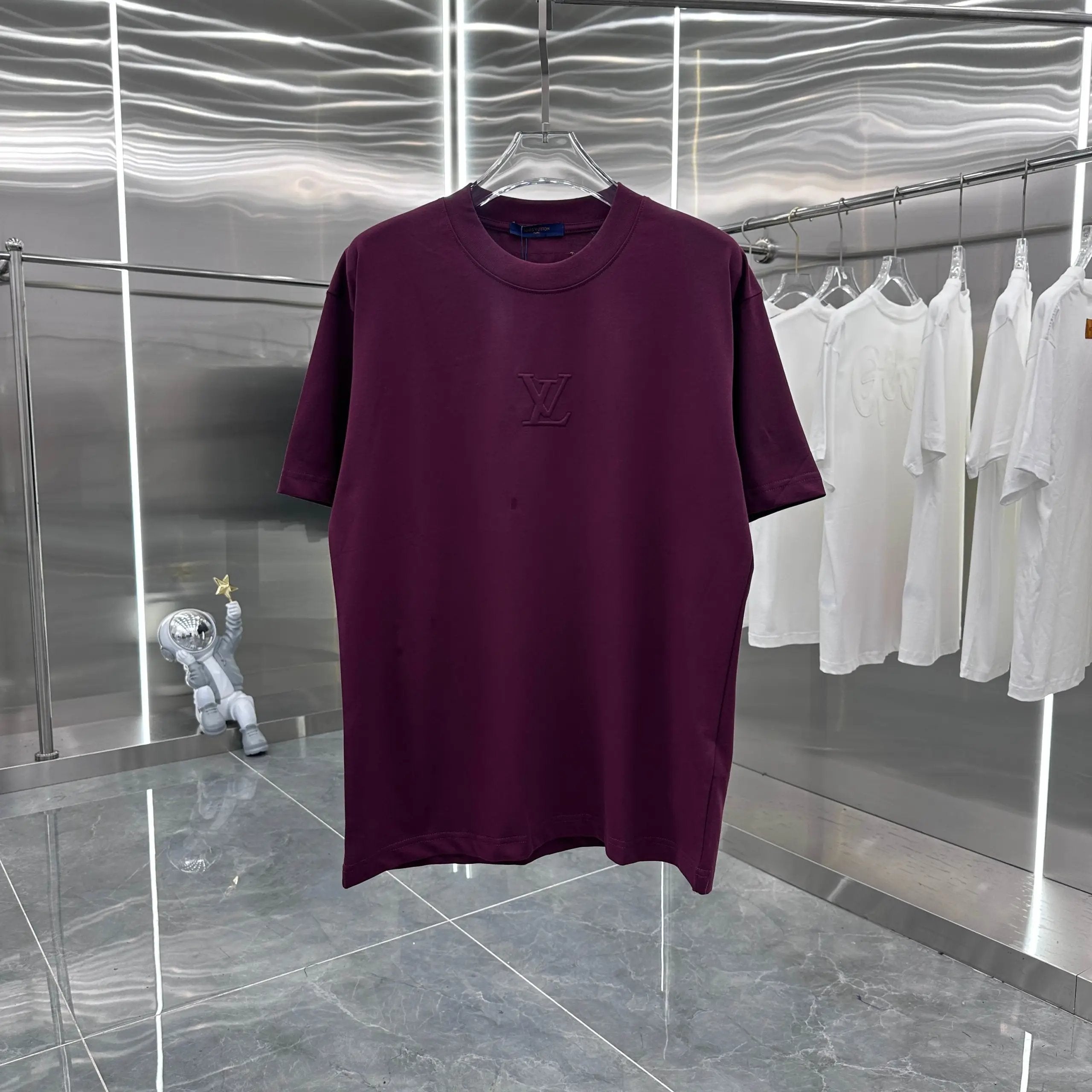 Louis Vuitton LV T-shirt Chest Embossed Pattern logo round Neck Short Sleeve25ss New Pure Cotton Unisex Style T T-shirt OS Loose Fit Base Shirt Half Sleeve T-Shirt Top Half Sleeve