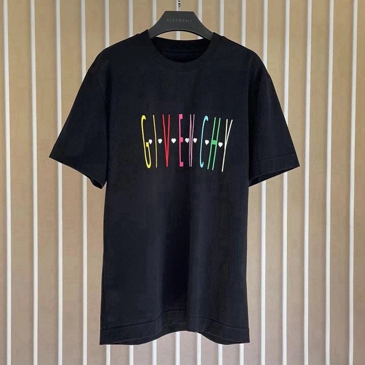 Givenchy T-shirt Top Version Counter Same Collection2Short Sleeve T T-shirt Summer Fashion Men's and Women's Same Mercerized Cotton Printing