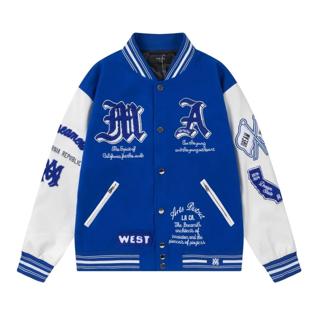 Amiri Jackets Coat 2024Autumn and Winter New Sanskrit Heavy Industry logo Embroidered Jacket for Men and Women