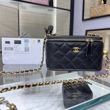 Chanel Women's Bag Top version 【Original Leather】Ohanel Grandma's House22B New Sheepskin Golden Balls Box Bag with Mirror Bottom Double C Long Box Cosmetic Bag mini Small Box Bag Storage Bag Mobile Phone Bag Mini Metal Beads Box Bag Handmade Workshop Seri