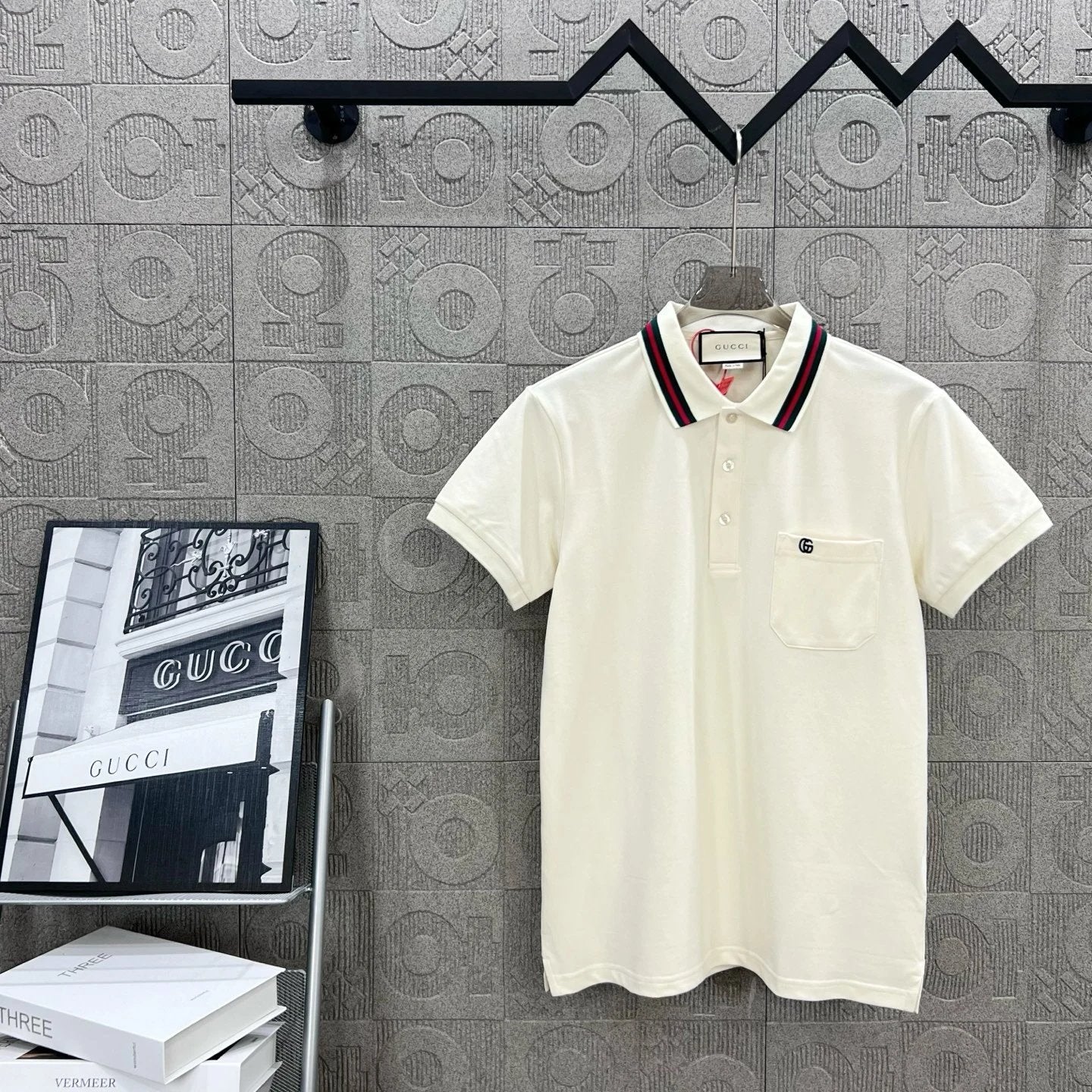 Gucci T-shirt Double-breasted G Embroidery logoPOLO Shirt Lapel Short Sleeve25ss New Unisex Summer Short Sleeve OS Loose T Business Half Sleeve Shirt Plus Size T-Shirt