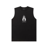 Balenciaga T-shirt Flame Embroidery on the Chest logo Sleeveless Short Sleeve Sleeveless Vest25ss New Pure Cotton Unisex Style T T-shirt OS Loose Fit Base Shirt Top Half Sleeve T-Shirt