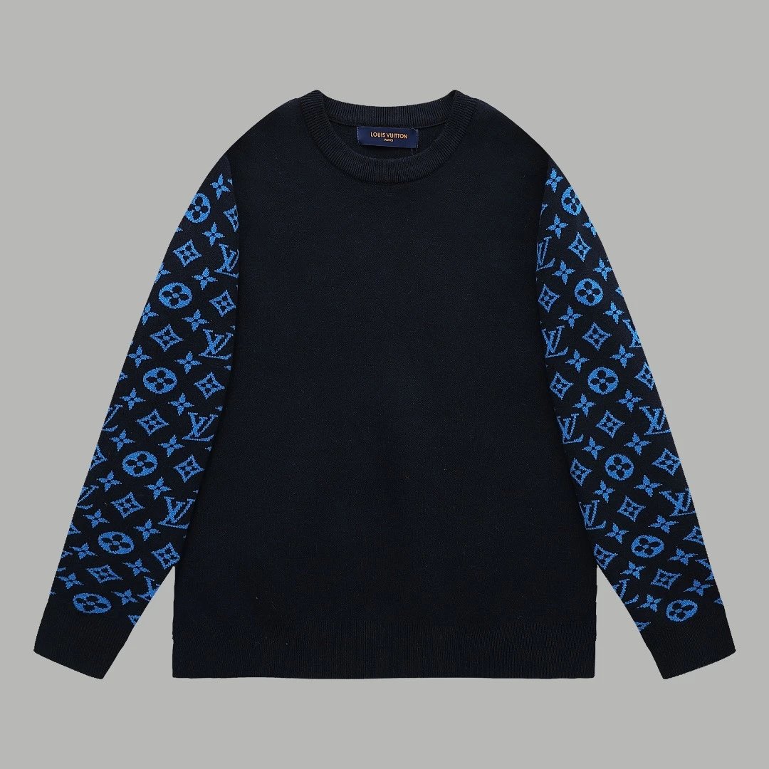 Louis Vuitton LV Sweater Full Arm Print Cashmere Blend Wool Knit Crew Neck Sweater Long Sleeve Pullover Unisex Thickened OS Loose Fit Top Versatile Casual Jacket Lazy Style