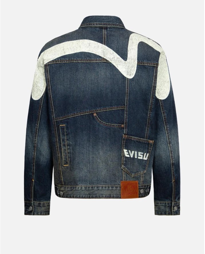 Evisu Jackets Top Version Printed Washed Denim Jacket Coat Men