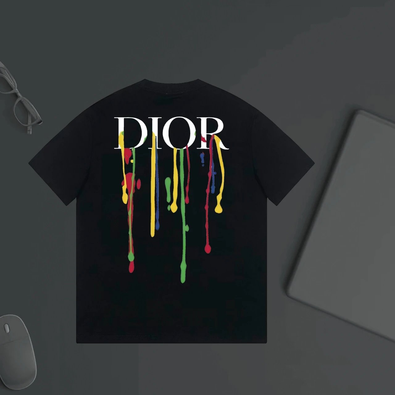 Dior T-shirt Back Letter Pattern Print logo round Neck Short Sleeve25ss New pure cotton T Unisex T-Shirt OS Loose Fit Base Shirt Top Half Sleeve T-Shirt