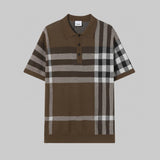 Burberry T-shirt Plaid logo Knitting POLO Short Sleeve Turn-down Collar Shirt Unisex Summer Loose Fit T Business Commuter Short Sleeve Shirt Plus Size T-Shirt