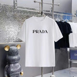 PRADA T-shirt Chest Brand Print logo round Neck Short Sleeve25ss New Pure Cotton Unisex Style T T-shirt OS Loose Fit Base Shirt Top Half Sleeve T-Shirt