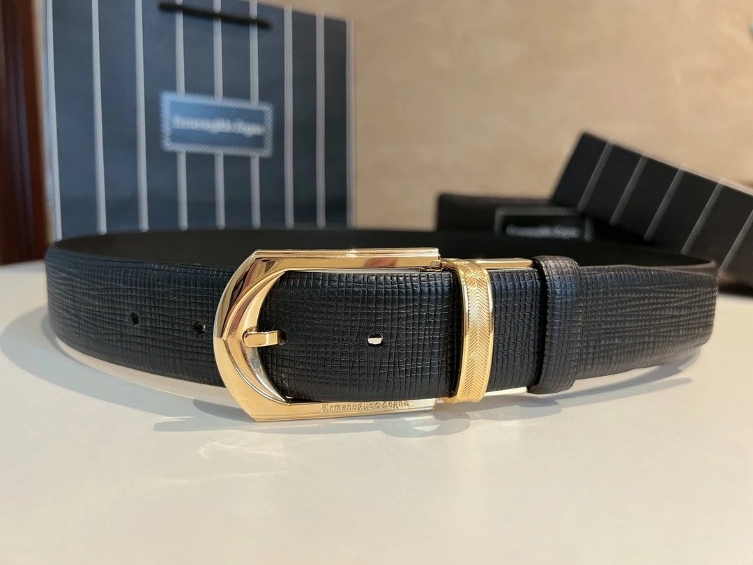 Zegna Belt Top version Original Imported Calf Leather Belt for Business Men Pant Belt3.5CM Belt Double-Sided Dual-Use Men's Needle Belt Suitable for Men's Business Double-Sided Cowhide Classic Belt Gift Box Packaging Ferragamo Montblanc Kuqi