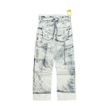 Dior Jeans Full-body Ink Sketch Print logo25ss Spring Summer New Straight Slim Fit Jeans Unisex Loose Fit Long Pants
