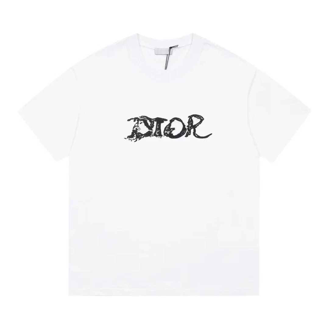 Dior T-shirt Chest Brand Letter Embroidery logo round Neck Short Sleeve25ss New Pure Cotton Unisex Style T T-shirt OS Loose Fit Base Shirt Half Sleeve T-Shirt Top Half Sleeve