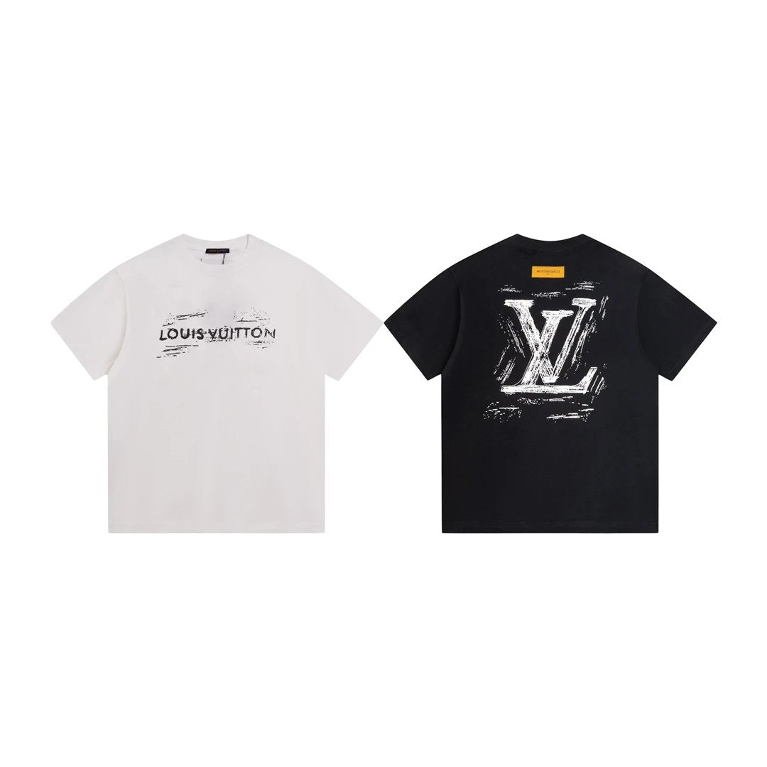 Louis Vuitton LV T-shirt Back with Large Letter Print logo round Neck Short Sleeve25ss New Pure Cotton Unisex Style T T-shirt OS Loose Fit Base Shirt Half Sleeve T-Shirt Top Half Sleeve